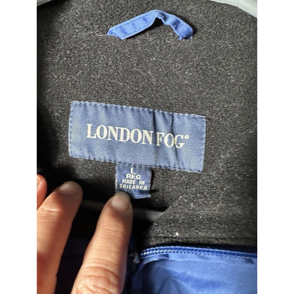 Vintage London Fog Women's Jacket Hooded Blue Large - Picture 2 of 2